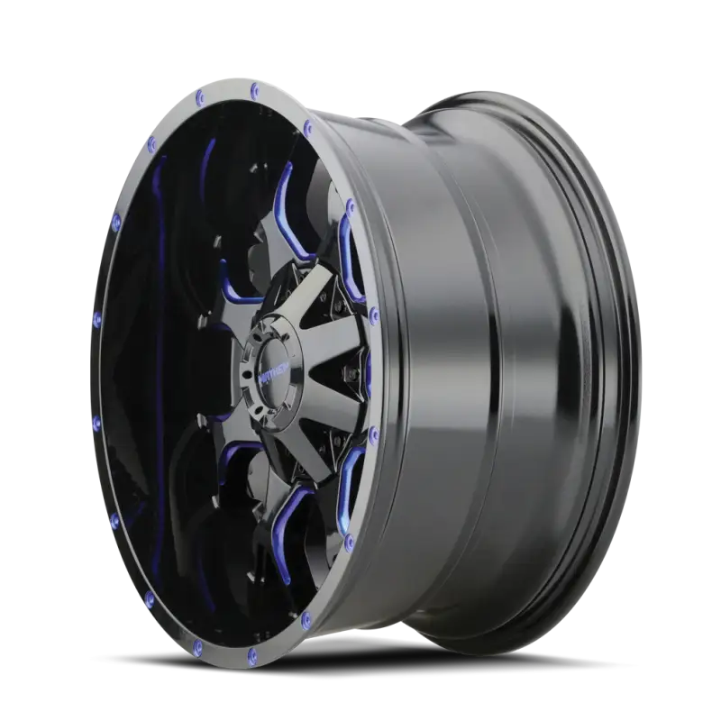 Mayhem 8015 Warrior 18x9 / 5x127 BP / 18mm Offset / 87mm Hub Black w/ Prism Blue Wheel may8015-8952btb18