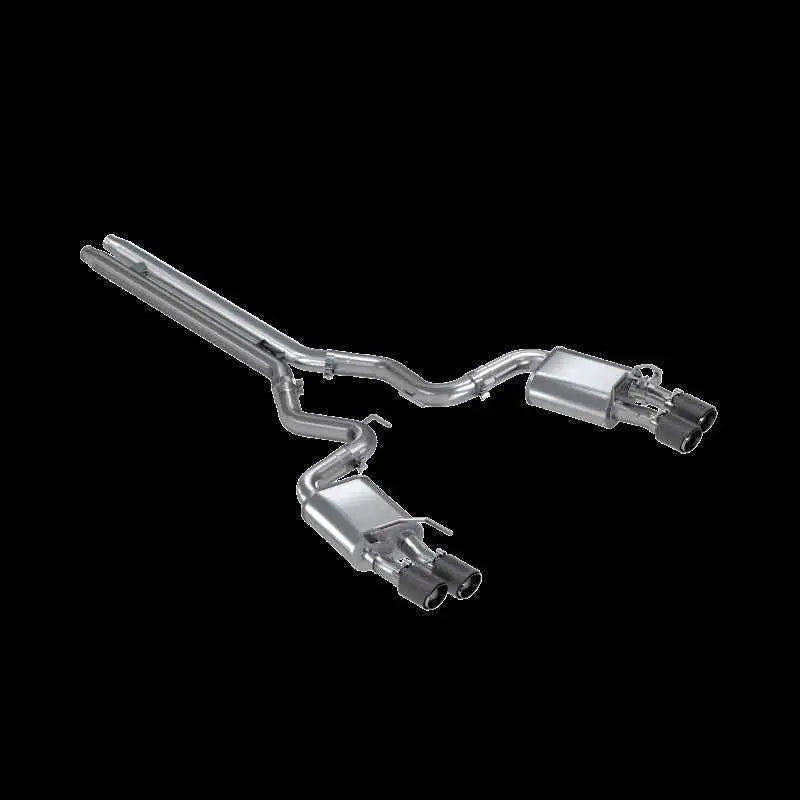 MBRP 18-20 Ford Mustang GT 5.0 w/ Quad Tip Active Exhaust Cat Back Split Rear T304 w/ Carb Fib Tips s72093cf