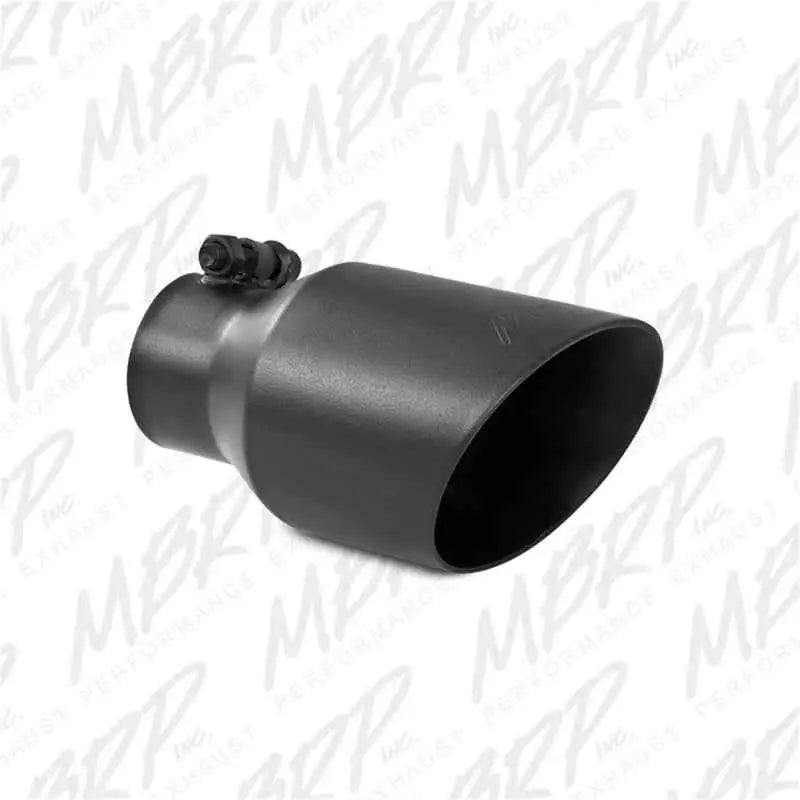 MBRP Universal 4in OD Dual Wall Angled 2.5in Inlet 8in Lgth Exhaust Tip - Black t5123blk