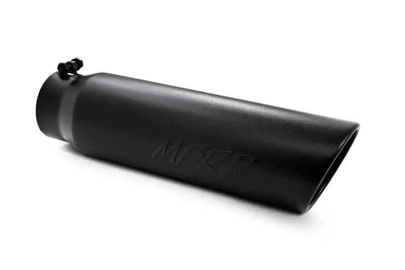 MBRP Universal 5in OD Angled Rolled End 4in Inlet 18in Lgth Black Finish Exhaust Tip t5124blk