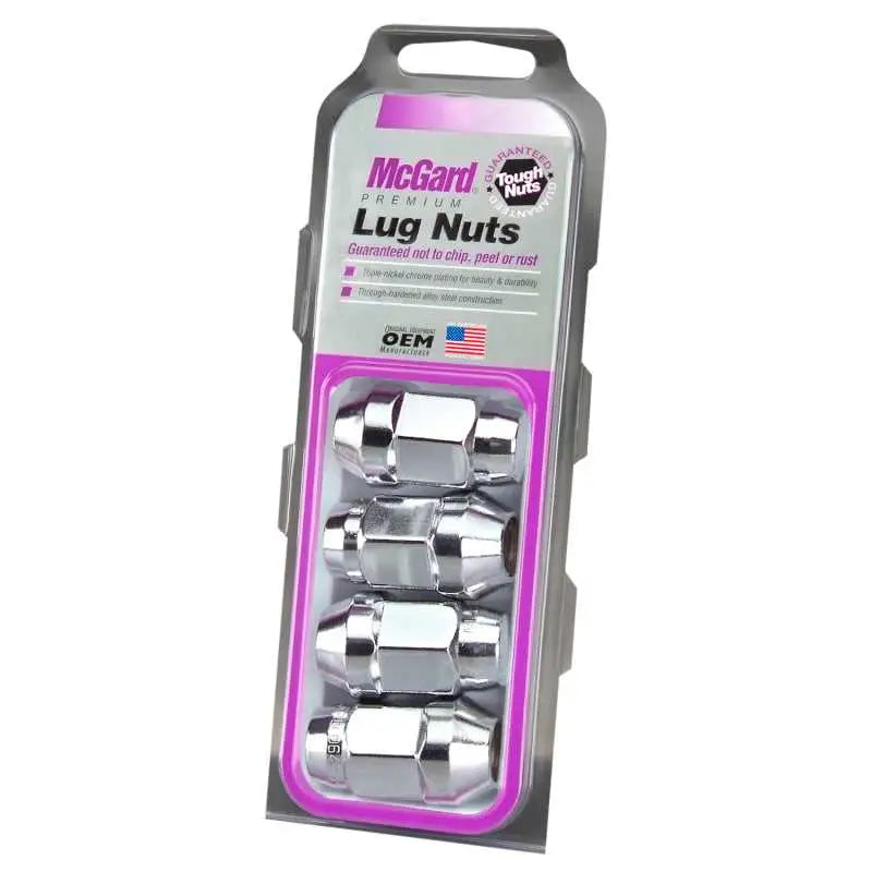 McGard Hex Lug Nut (Cone Seat Bulge Style) M14X1.5 / 13/16 Hex / 1.945in. Length (4-Pack) - Chrome 64023