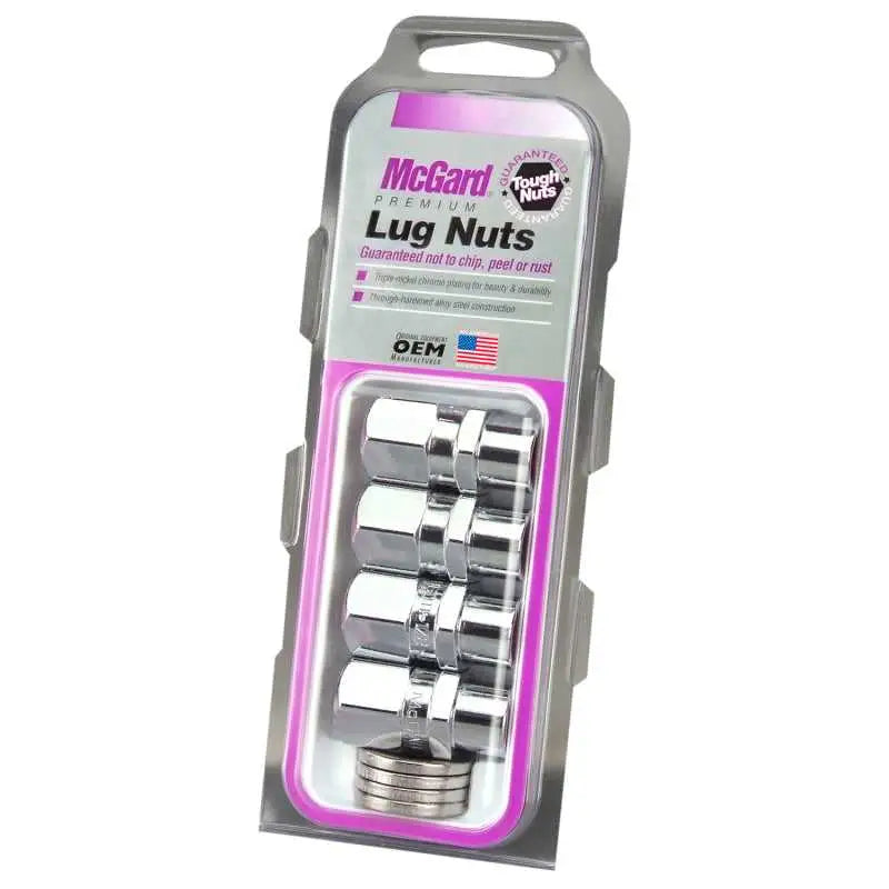 McGard Hex Lug Nut (Drag Racing Short Shank) 1/2-20 / 13/16 Hex / 1.6in. Length (4-Pack) - Chrome 60127