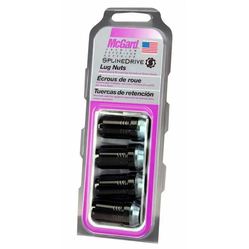 McGard SplineDrive Lug Nut (Cone Seat) M14X1.5 / 1.935in. Length (4-Pack) - Black (Req. Tool) 65310bk
