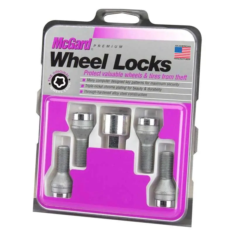 McGard Wheel Lock Bolt Set - 4pk. (Cone Seat) M12X1.5 / 17mm Hex / 49.2mm Shank Length - Chrome 27014