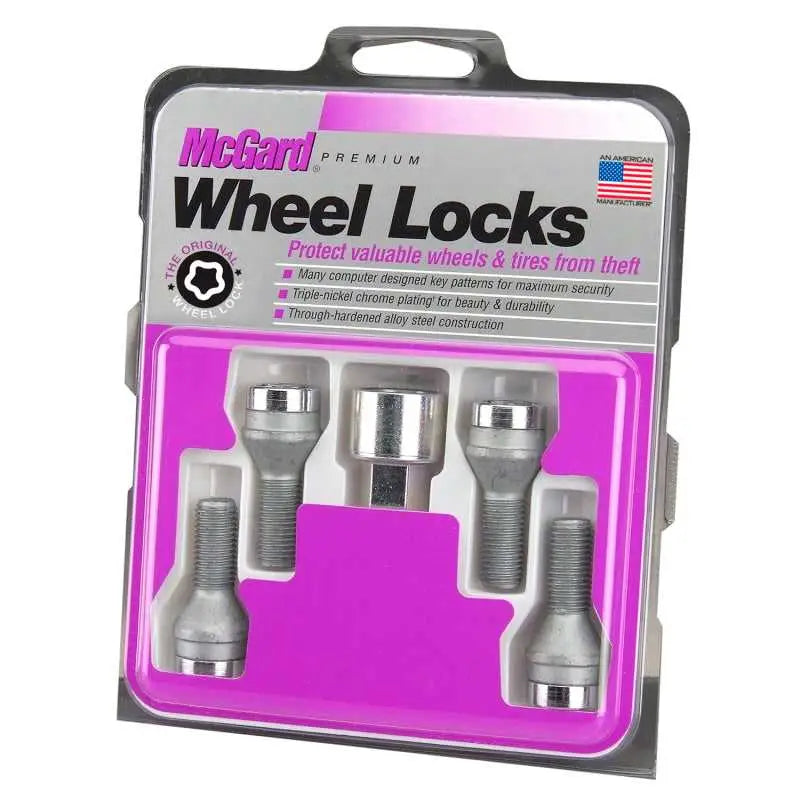 McGard Wheel Lock Bolt Set - 4pk. (Cone Seat) M14X1.25 / 17mm Hex / 27.3mm Shank Length - Chrome 27226