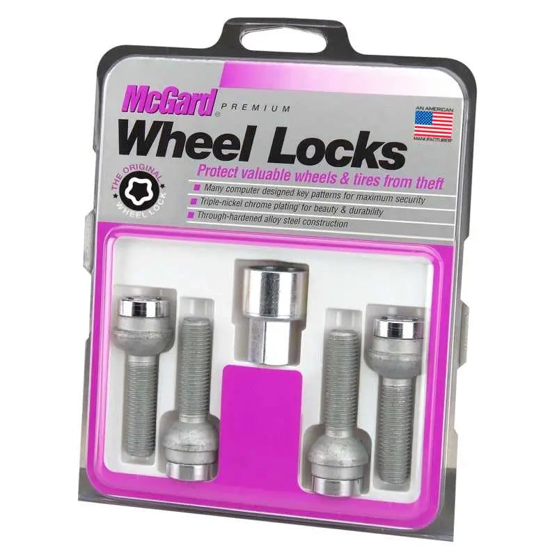 McGard Wheel Lock Bolt Set - 4pk. (Radius Seat) M14X1.5 / 17mm Hex / 45.0mm Shank Length - Chrome 28017