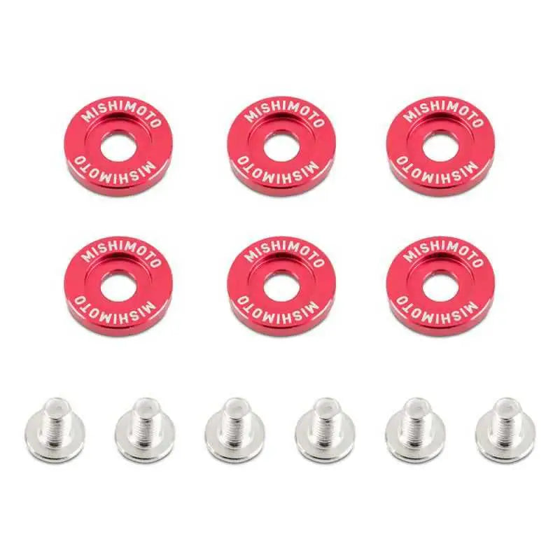 Mishimoto Large Fender Washer Kit (6pcs) - Red mmfw-lg-6rd