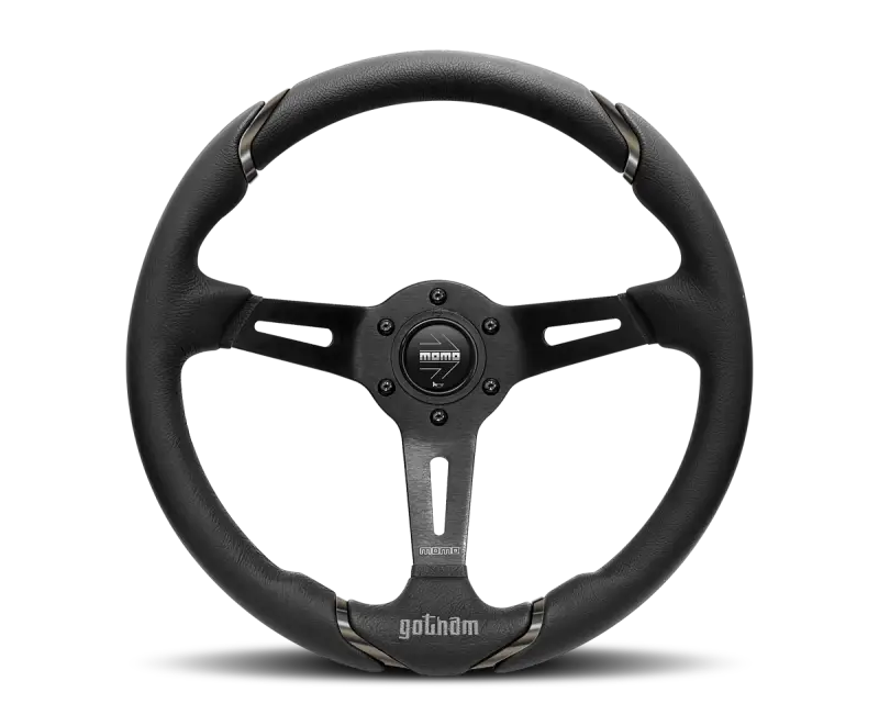 Momo Gotham Steering Wheel 350 mm - Black Leather/Black Spokes momgot35bk0b