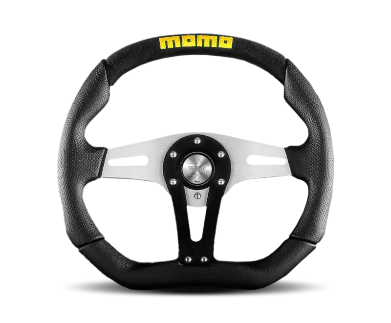 Momo Trek Steering Wheel 350 mm - Black AirLeather/Brshd Al Spokes momtrk35bk0b