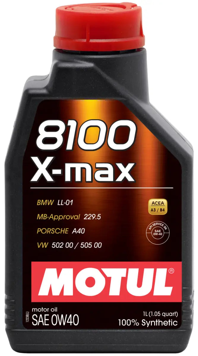 Motul 1L Synthetic Engine Oil 8100 0W40 X-MAX - Porsche A40 - Case of 20 mot104531