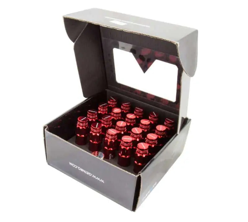 NRG 700 Series M12 X 1.25 Steel Lug Nut w/Dust Cap Cover Set 21 Pc w/Locks & Lock Socket - Red ln-ls710rd-21