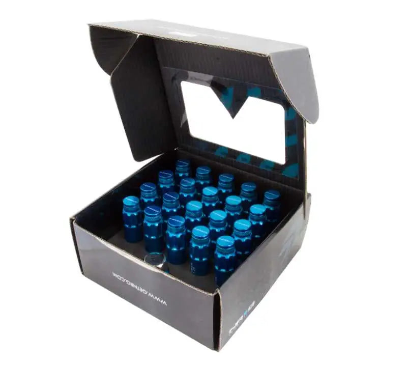 NRG 700 Series M12 X 1.25 Steel Lug Nut w/Dust Cap Cover Set 21 Pc w/Locks & Lock Socket - Blue ln-ls710bl-21