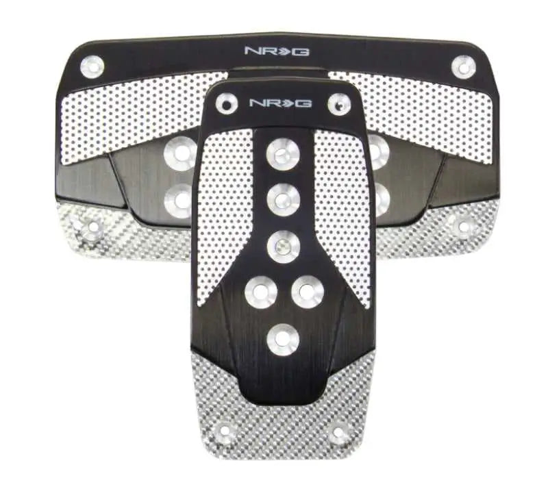 NRG Aluminum Sport Pedal A/T - Black w/Silver Carbon pdl-450bk