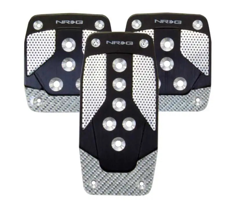 NRG Aluminum Sport Pedal M/T - Black w/Silver Carbon pdl-400bk