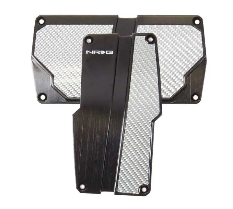 NRG Brushed Aluminum Sport Pedal A/T - Black w/Silver Carbon pdl-150bk
