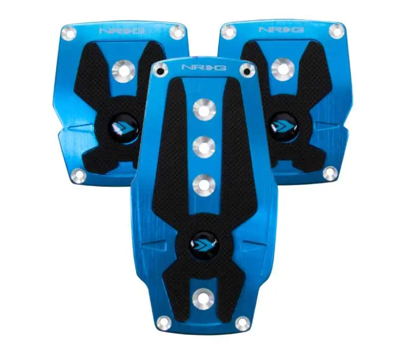 NRG Brushed Aluminum Sport Pedal M/T - Blue w/Black Rubber Inserts pdl-200bl