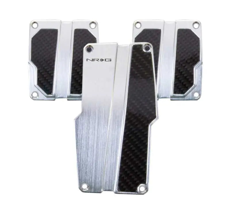 NRG Brushed Aluminum Sport Pedal M/T - Silver w/Black Carbon pdl-100sl