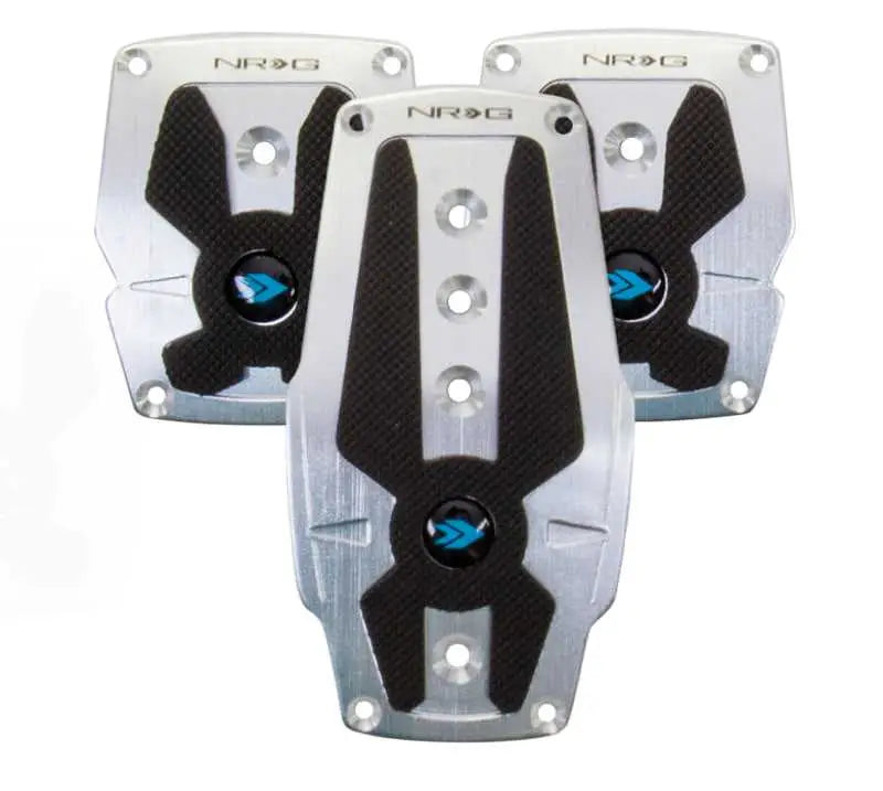 NRG Brushed Aluminum Sport Pedal M/T - Silver w/Black Rubber Inserts pdl-200sl