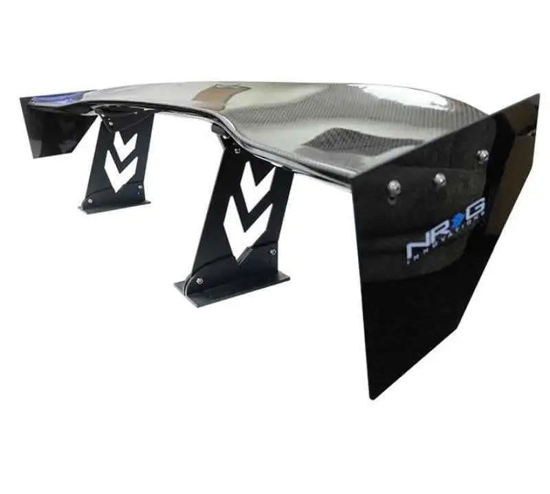 NRG Carbon Fiber Spoiler - Universal (59in.) w/ NRG Arrow Cut Out Stands and Large End Plates CARB-A590