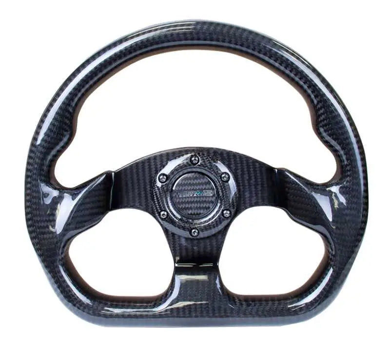 NRG Carbon Fiber Steering Wheel (320mm) Flat Bottom w/Shiny Black Carbon st-009cf-bk