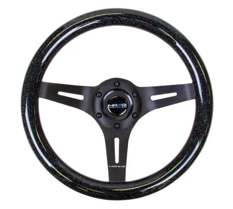 NRG Classic Wood Grain Steering Wheel (310mm) Black Sparkle w/Blk 3-Spoke Center st-310bsb-bk