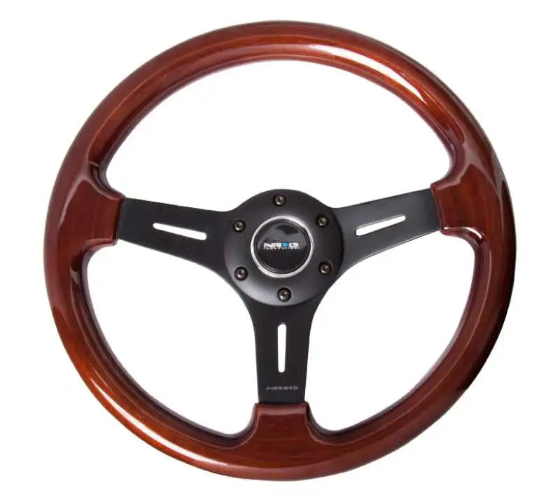 NRG Classic Wood Grain Steering Wheel (330mm) Wood Grain w/Matte Black 3-Spoke Center st-015-1bk