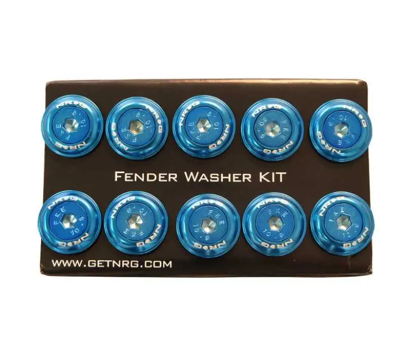 NRG Fender Washer Kit w/Color Matched M6 Bolt Rivets For Plastic (Blue) - Set of 10 fw-150bl