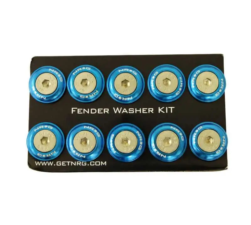 NRG Fender Washer Kit w/Rivets For Plastic (Blue) - Set of 10 fw-100bl