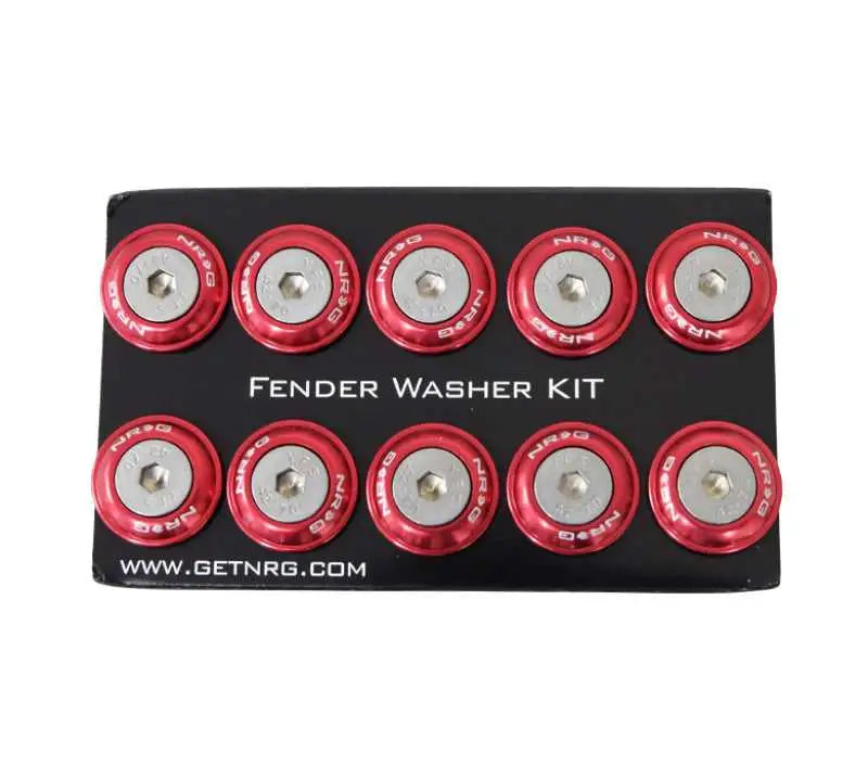 NRG Fender Washer Kit w/Rivets For Plastic (Red) - Set of 10 fw-100rd
