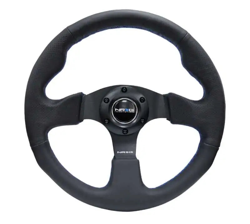 NRG Reinforced Steering Wheel (320mm) Black Leather w/Blue Stitching rst-012r-bl