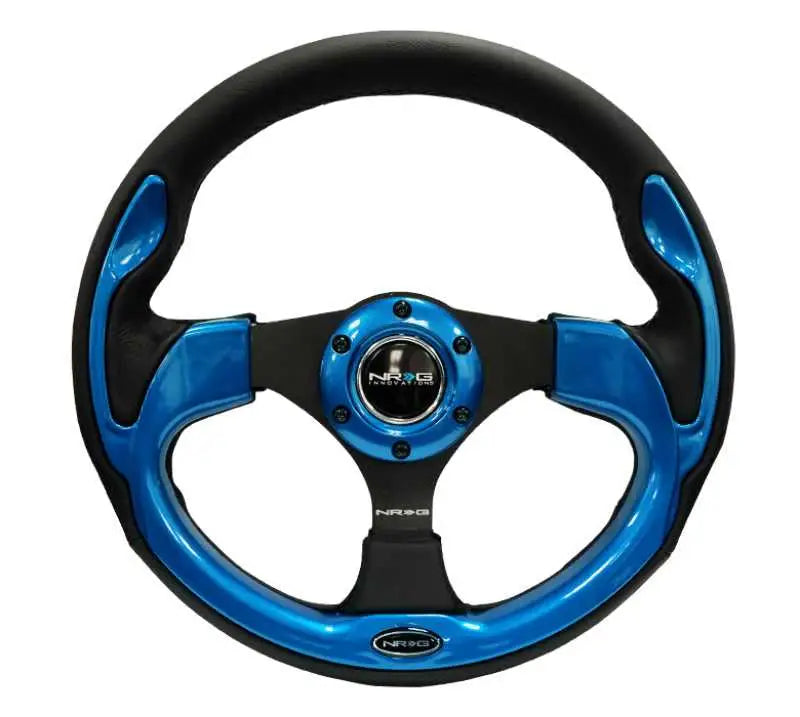 NRG Reinforced Steering Wheel (320mm) Blk w/Blue Trim rst-001bl