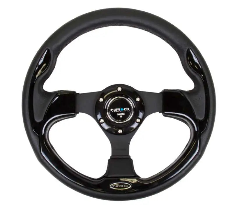 NRG Reinforced Steering Wheel (320mm) Blk w/Gloss Black Trim rst-001bk