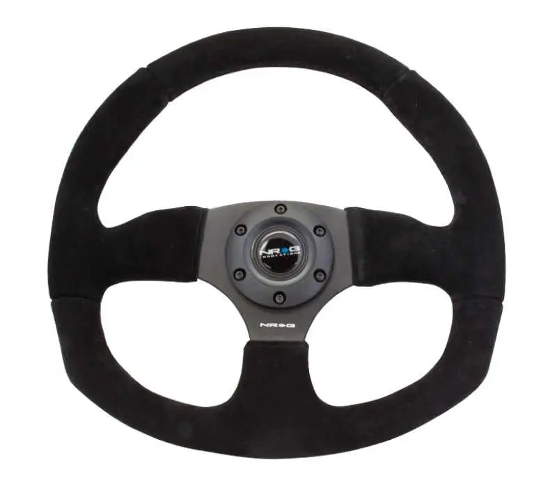 NRG Reinforced Steering Wheel (320mm Horizontal / 330mm Vertical) Black Suede w/Black Stitching rst-009s