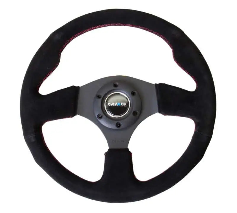 NRG Reinforced Steering Wheel (320mm) Suede w/Red Stitch rst-012s-rs