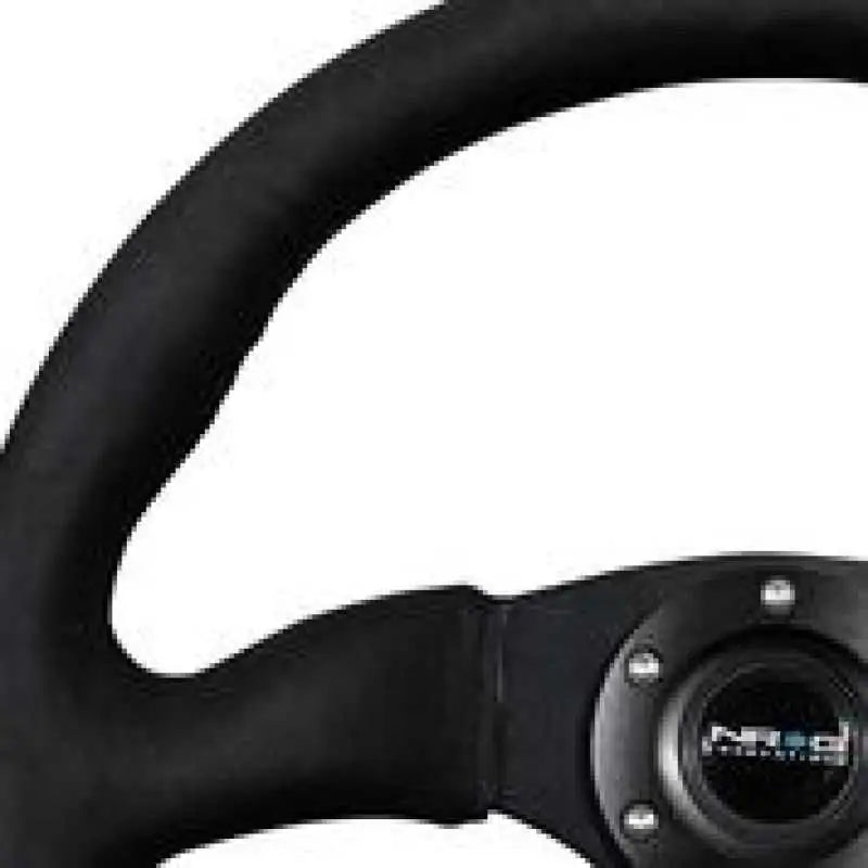 NRG Reinforced Steering Wheel (350mm / 2.5in. Deep)Blk Alcantara Comfort Grip w/4mm Matte Blk Spokes rst-023mb-sa