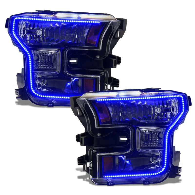 Oracle 15-17 Ford F-150 Dynamic RGB+A Pre-Assembled Headlights Halogen - Black Edition - ColorSHIFT orl8201-332