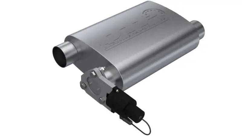 QTP 2.5in Weld-On 304SS Reverse Screamer Muffler w/Bolt-On QTEC Electric Cutout 13251C