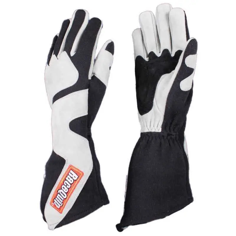 RaceQuip SFI-5 Gray/Black Medium Long Angle Cut Glove 358603