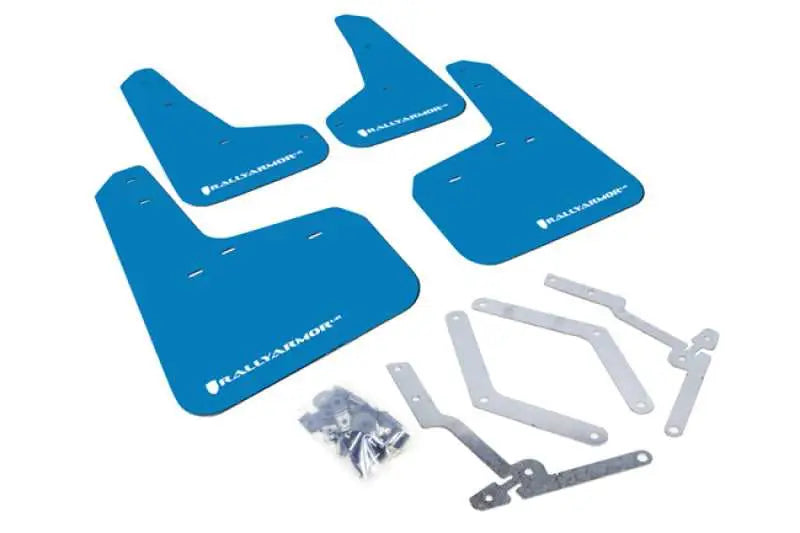 Rally Armor 12-18 Ford Focus SE/ST/RS UR Nitrous Blue Mud Flaps w/ White Logo mf27-ur-nbl-wh