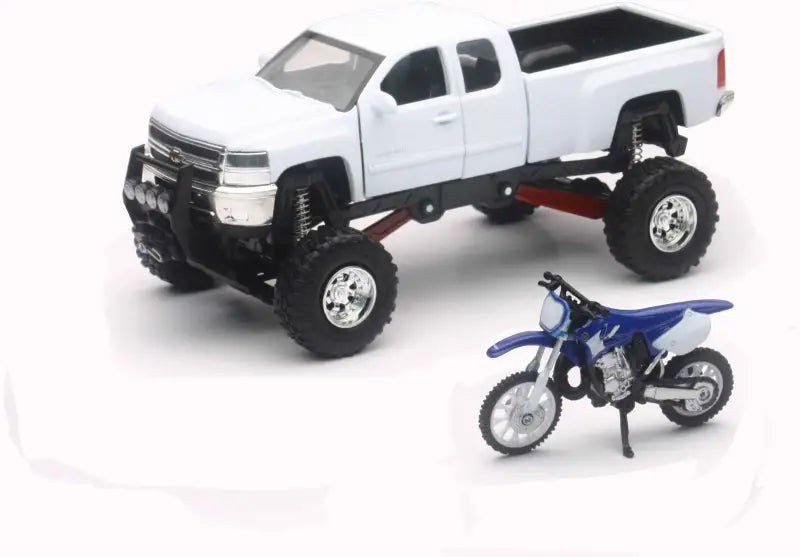 SS-54416 New-Ray Replica 1:43 Truck/Race Bike Chevy White/Yamaha Bike Blue wps-959-0117