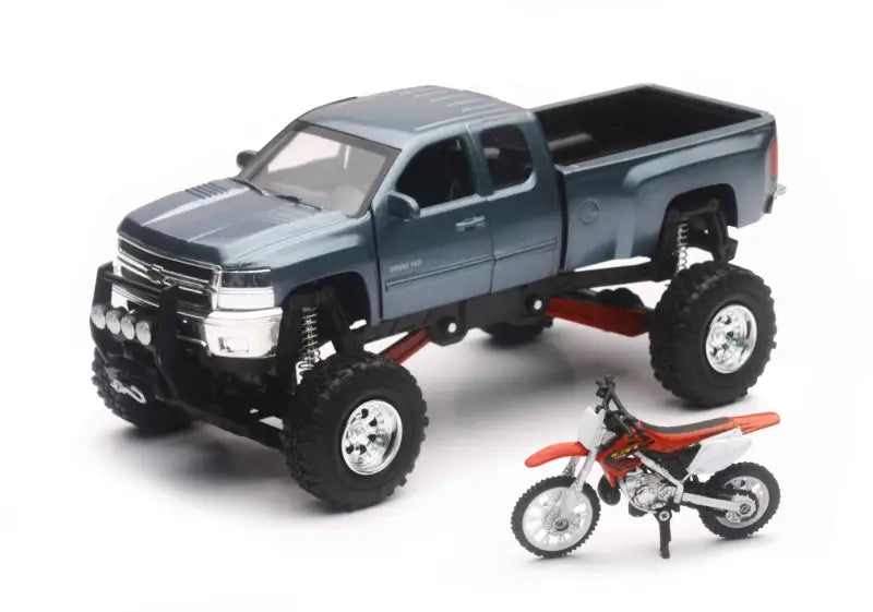 SS-54426 New-Ray Replica 1:43 Truck/Race Bike Chevy Grey/Honda Bike Red wps-959-0118