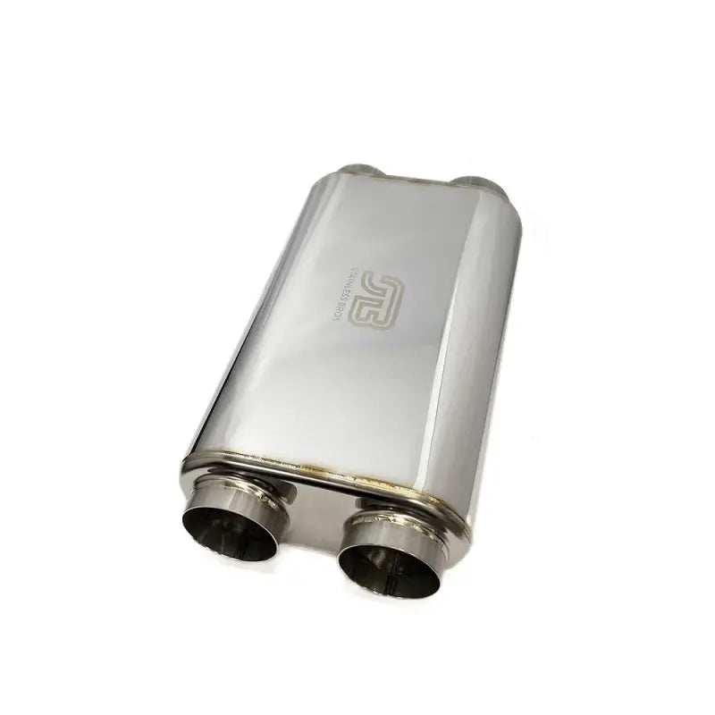 Stainless Bros 3in x 17in OAL SS304 Thin Oval Muffler (3in Dual In / 3in Dual Out) - Polished stb616-07623-2250