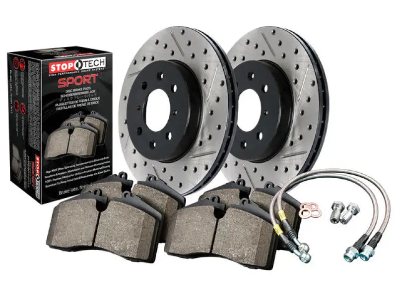 StopTech 06-11 Honda Civic EX/Si Front Drilled & Slotted Sport Brake Ki 978-40008f