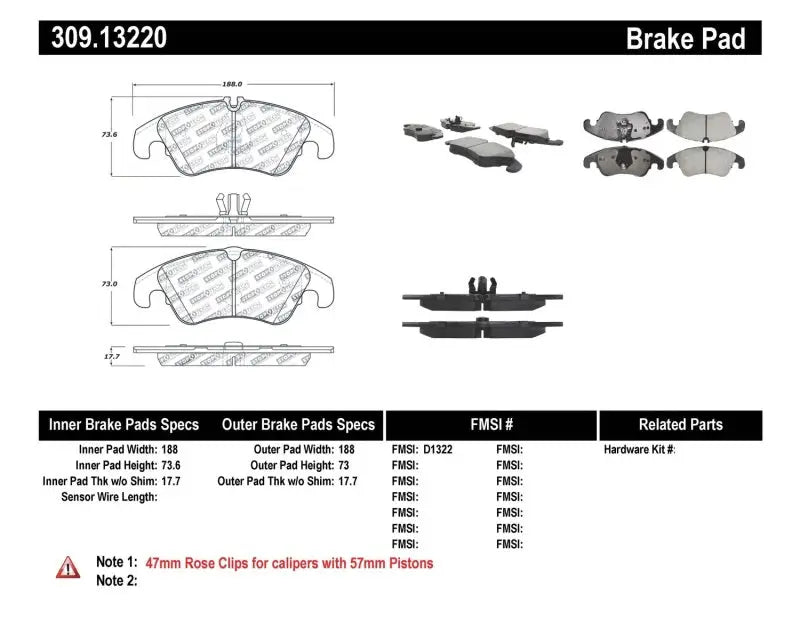 StopTech Performance 08-10 Audi A5 / 10 S4 / 09-10 Audi A4 (except Quattro) Front Brake Pads 309.13220
