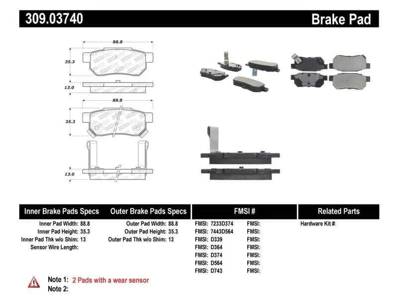 StopTech Performance 90-01 Integra (exc. Type R)/90-93 Civic EX Coupe w rear disc & abs/99-00 Civic 309-03740