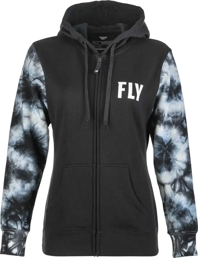 Women's Fly Tie Dye Zip Up Hoodie Black/Grey Lg wps-358-0070l