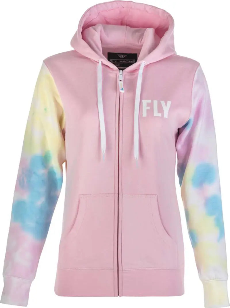 Women's Fly Tie Dye Zip Up Hoodie Pink/Yellow/Blue Md wps-358-0071m