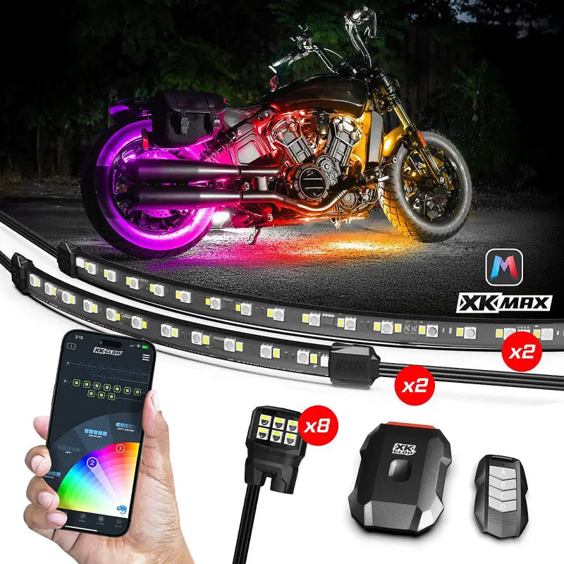 Xkmax LED Underglow Kit for Motorcycles with Chasing Lights 653-0193
