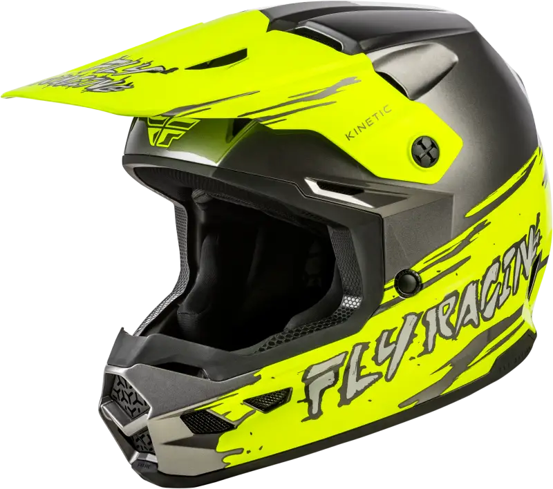 Youth Kinetic Motocross Helmet Grey Hi Vis Lightweight 73-8725ys